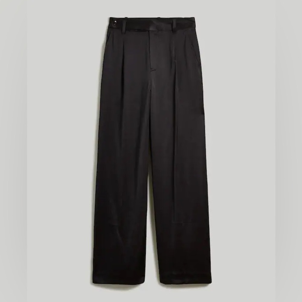 NEW Madewell The Harlow Wide Leg Pant in Satin Size 00 True Black $108 Sold Out - Picture 14 of 14